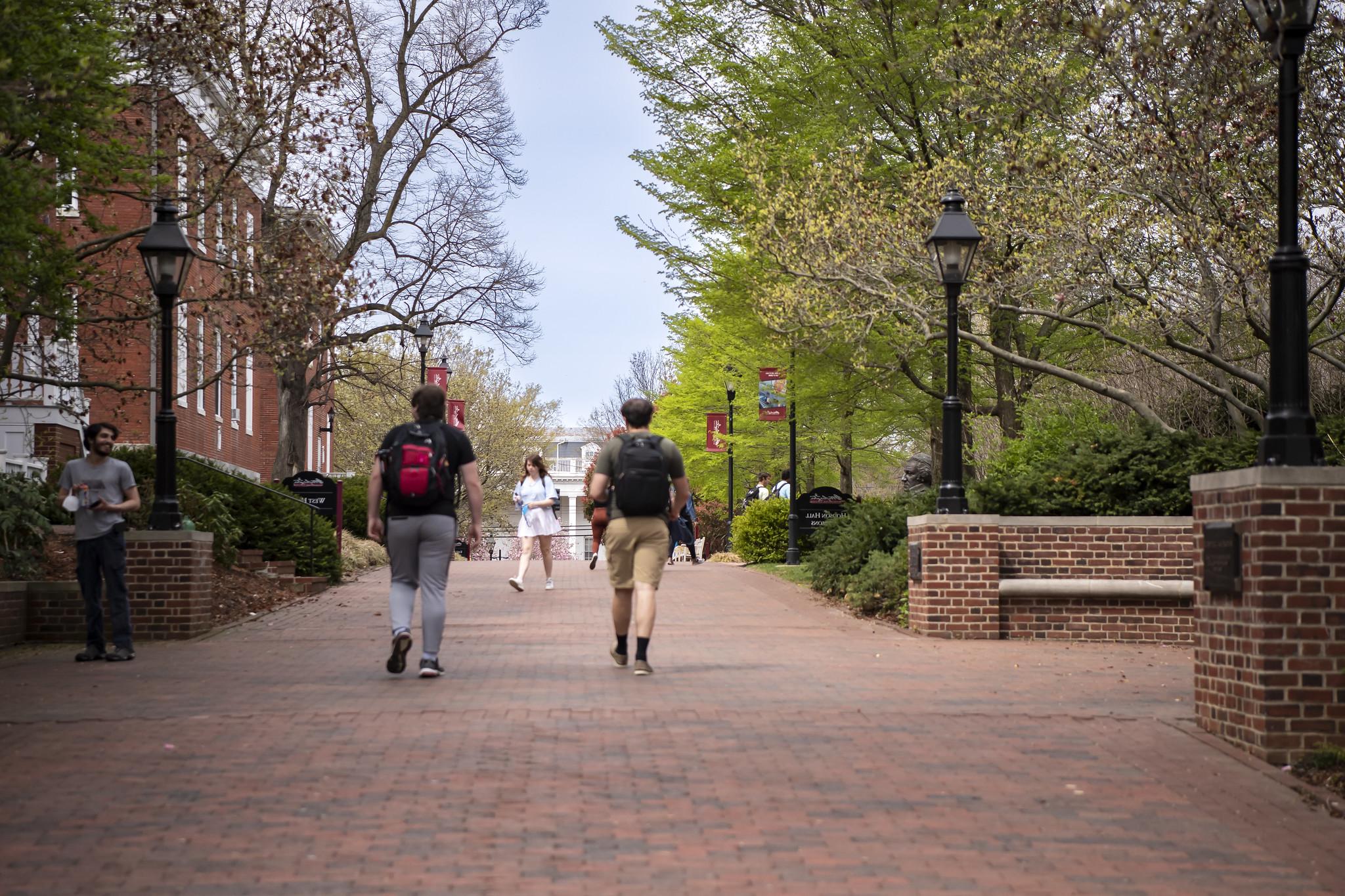 Students walking on the Washington College Campus